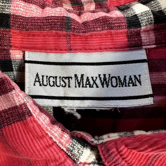 VTG August Max Woman Plaid Flannel Shirt 2X–3X Oversized Fall Gorpcore Cabincore - Picture 4 of 10